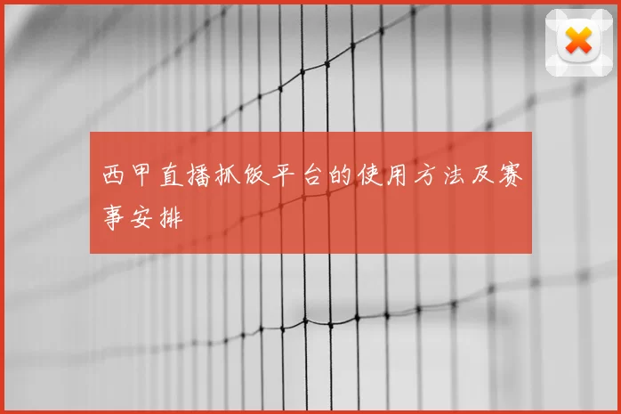 西甲直播抓饭平台的使用方法及赛事安排